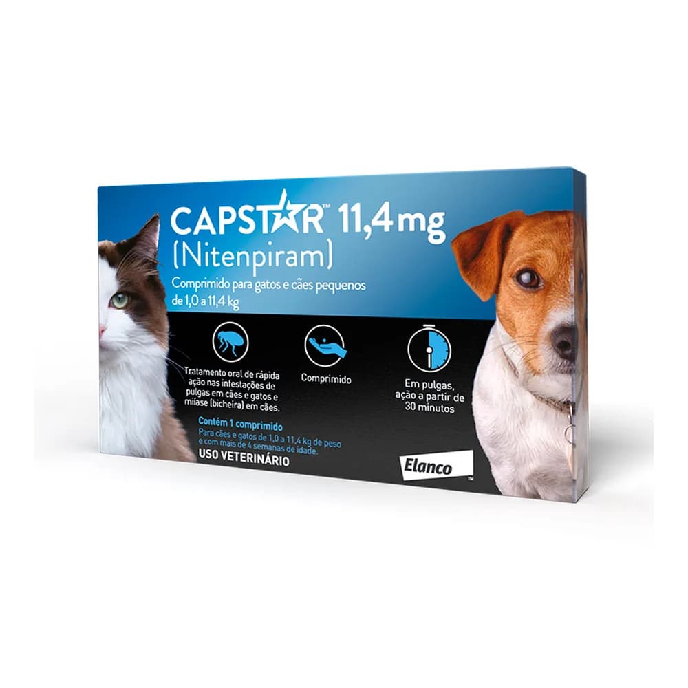 Capstar 11,4mg cães e gatos de 1kg a 11,4kg - 1 comprimido