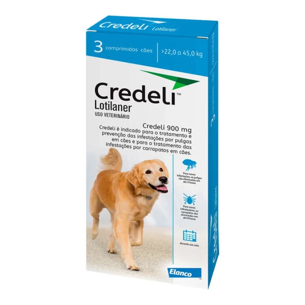 Credeli 900mg cães de 22kg a 45kg - 3 comprimidos