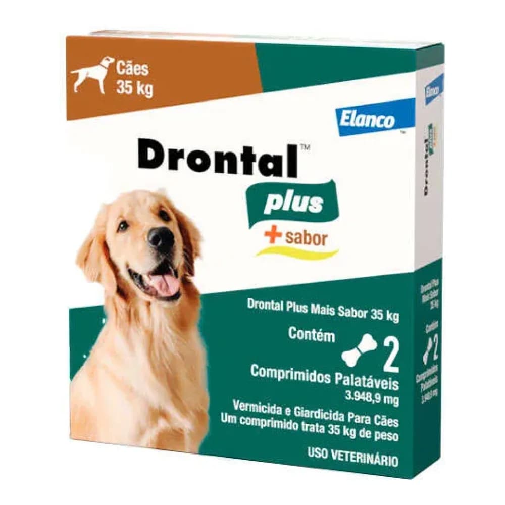 Drontal plus cães 35kg 2 comprimidos