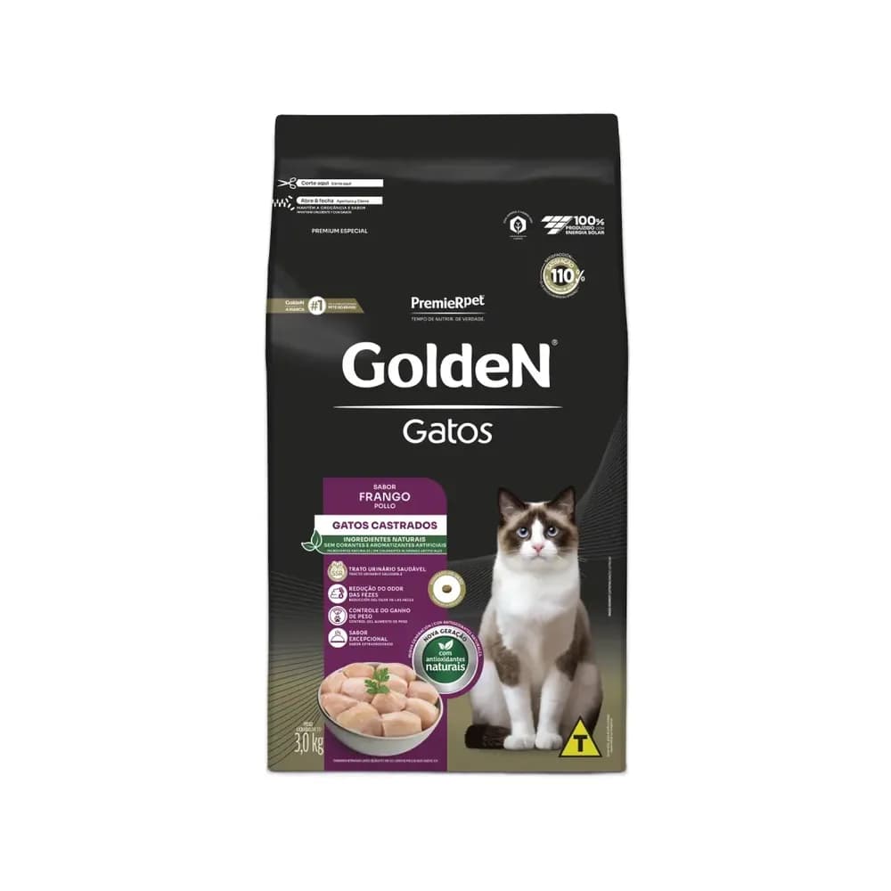 Ração golden - gatos - fórmula - frango - castrados / todos 3kg