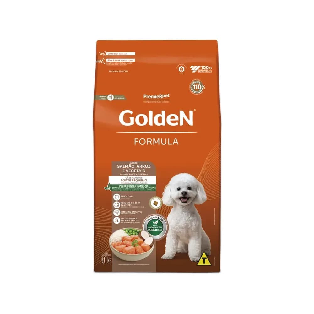 Ração golden - cães - fórmula - salmão - adultos / mini bits 3kg