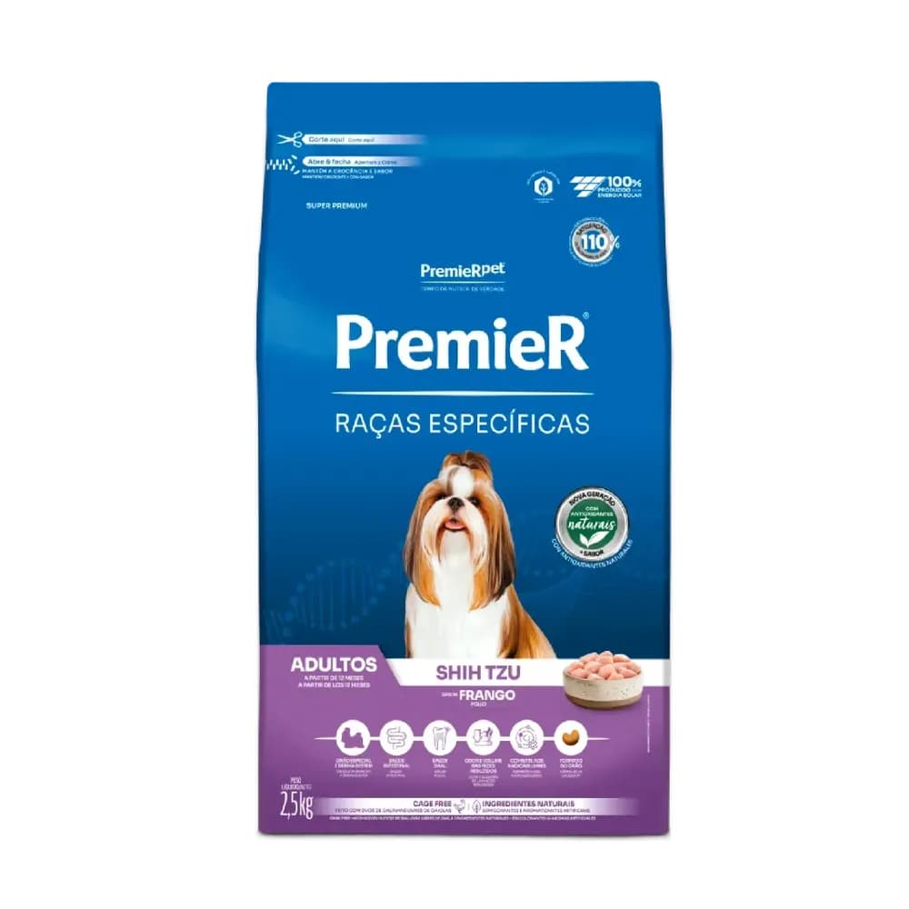 Ração premier - cães - raças específicas shih-tzu - frango - adulto 2,